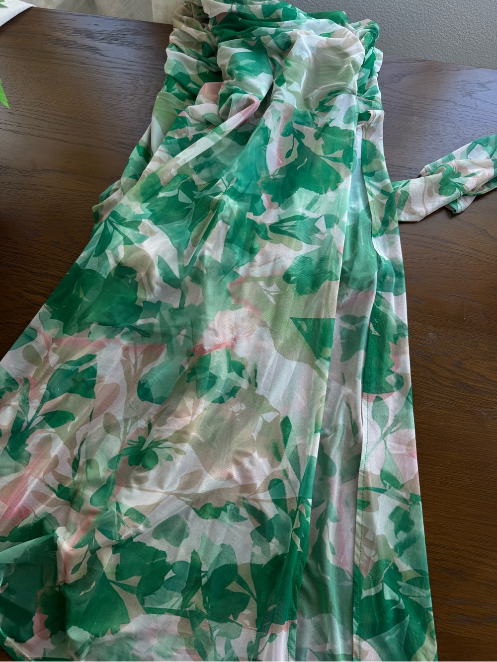 Lulus Print Mesh Ruched Dress - Picture 5 of 5